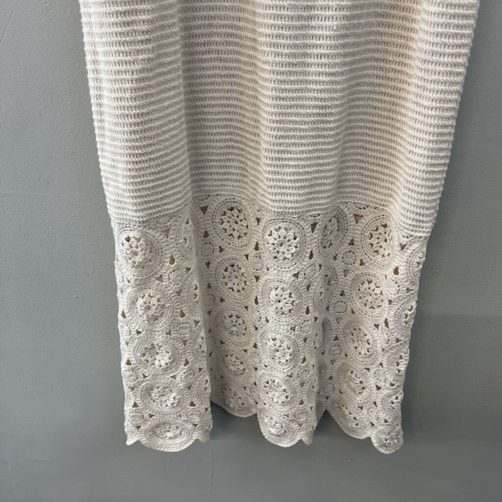 Loft Beach Cream Crochet Knit Maxi Dress Small