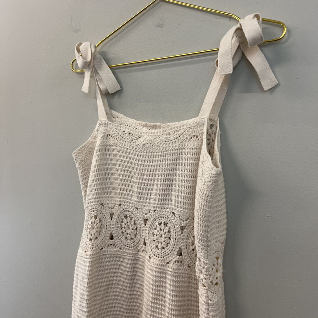 Loft Beach Cream Crochet Knit Maxi Dress Small
