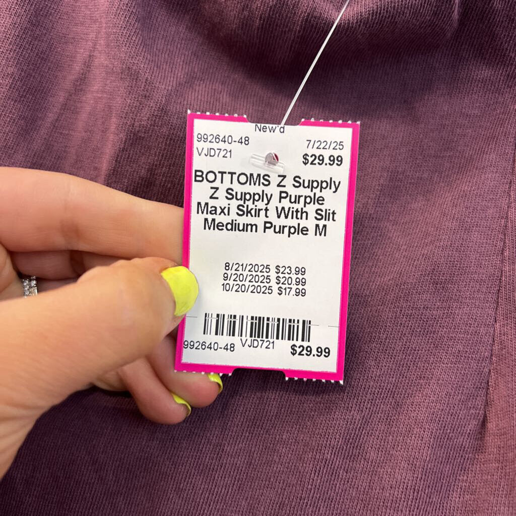 Z Supply Purple Maxi Skirt With Slit Medium