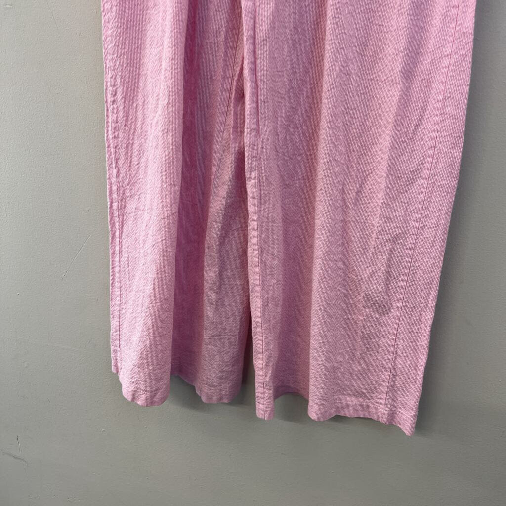 Studio Seven Pink/ White Striped Wide Leg Pull On Pants Small