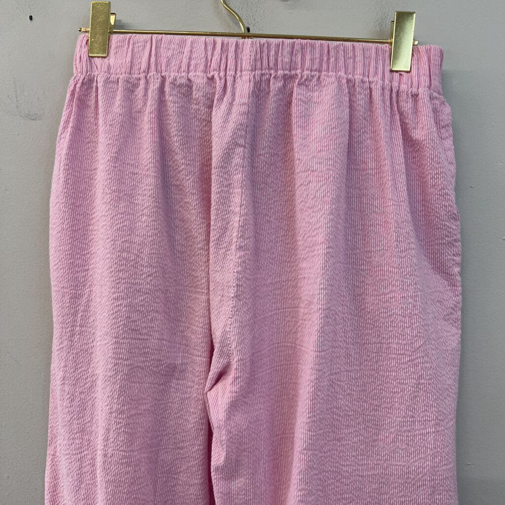 Studio Seven Pink/ White Striped Wide Leg Pull On Pants Small