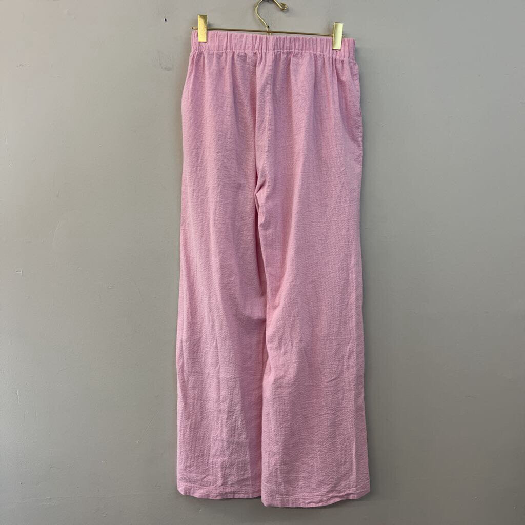 Studio Seven Pink/ White Striped Wide Leg Pull On Pants Small