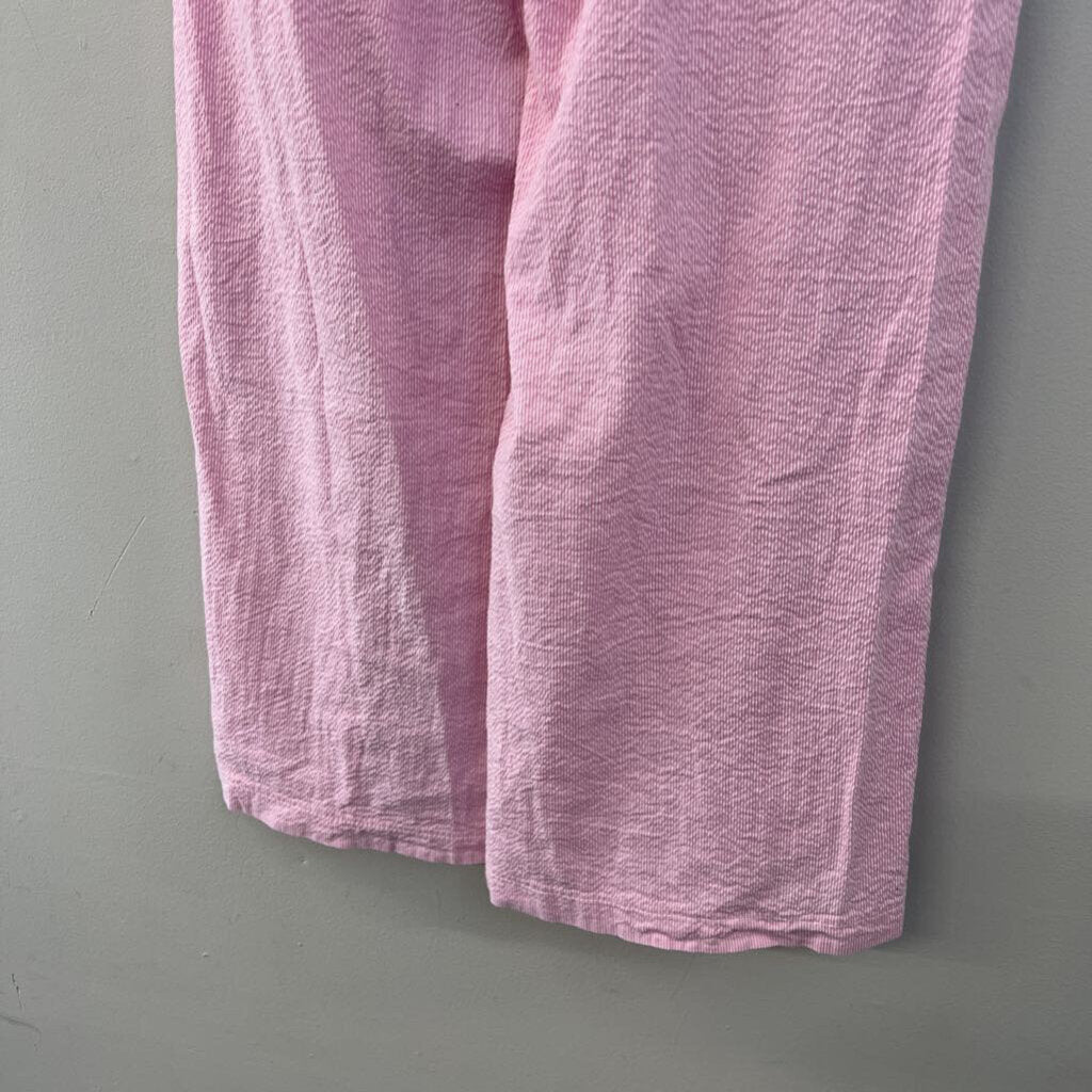 Studio Seven Pink/ White Striped Wide Leg Pull On Pants Small