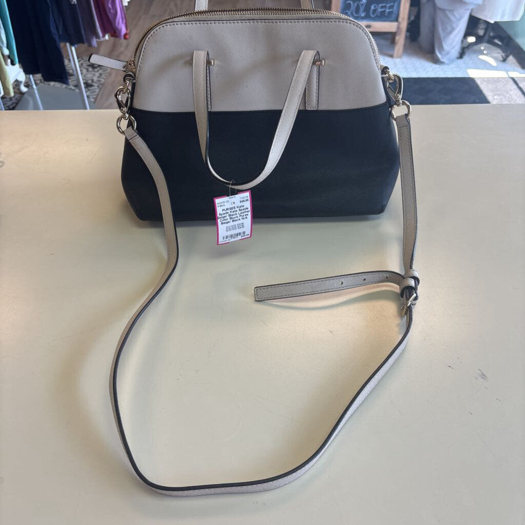 Kate Spade Beige/ Black Leather Color Block Purse