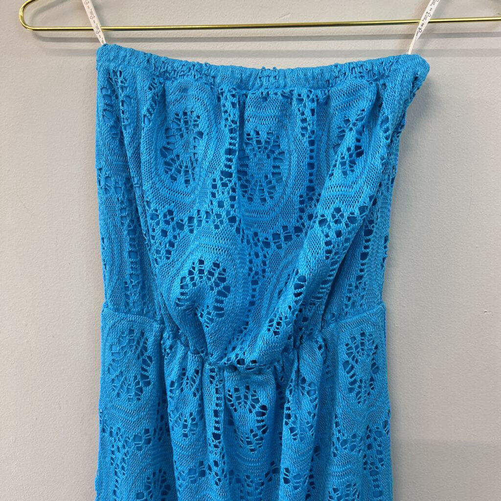 Lilly Pulitzer Blue Lace Strapless Maxi Dress Extra Small