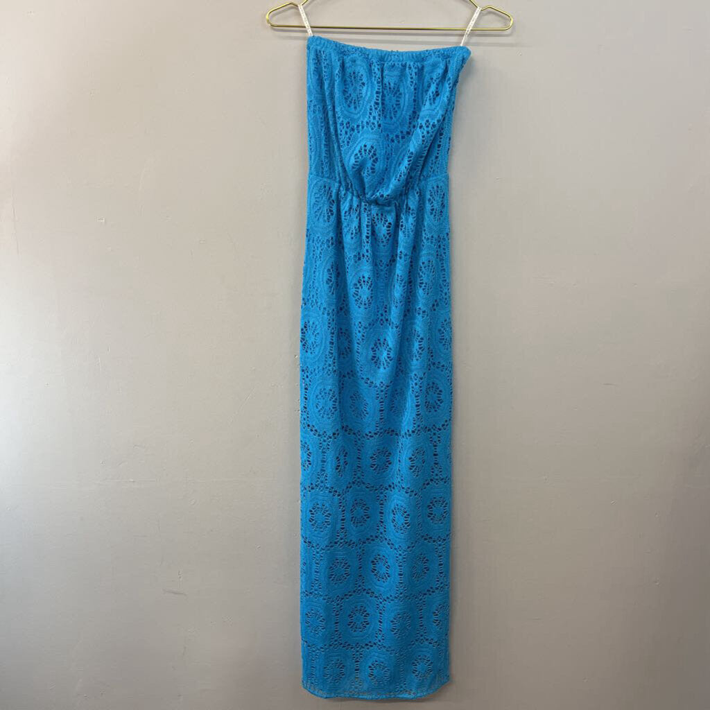 Lilly Pulitzer Blue Lace Strapless Maxi Dress Extra Small
