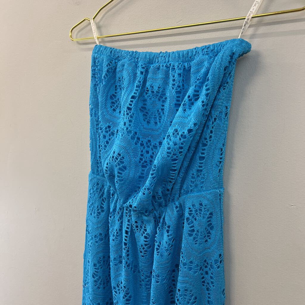 Lilly Pulitzer Blue Lace Strapless Maxi Dress Extra Small