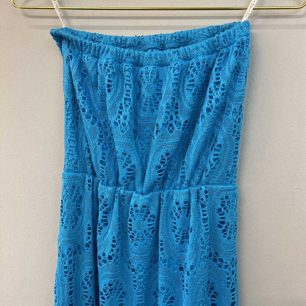 Lilly Pulitzer Blue Lace Strapless Maxi Dress Extra Small