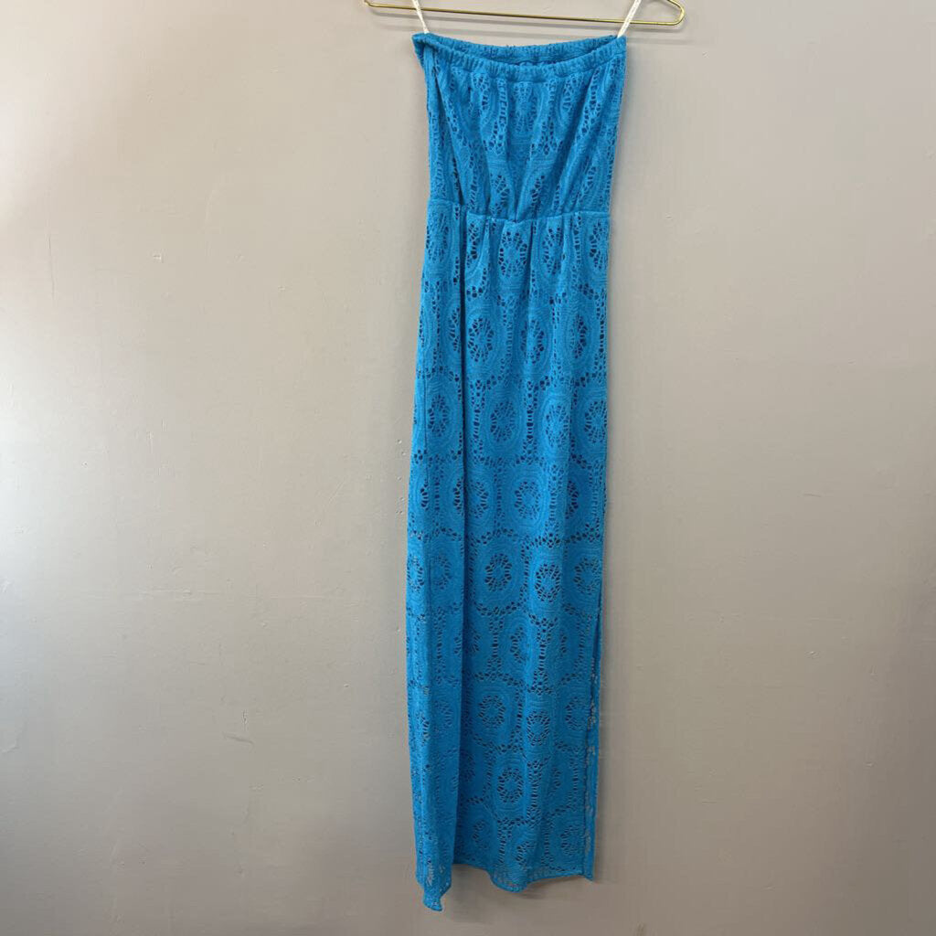 Lilly Pulitzer Blue Lace Strapless Maxi Dress Extra Small