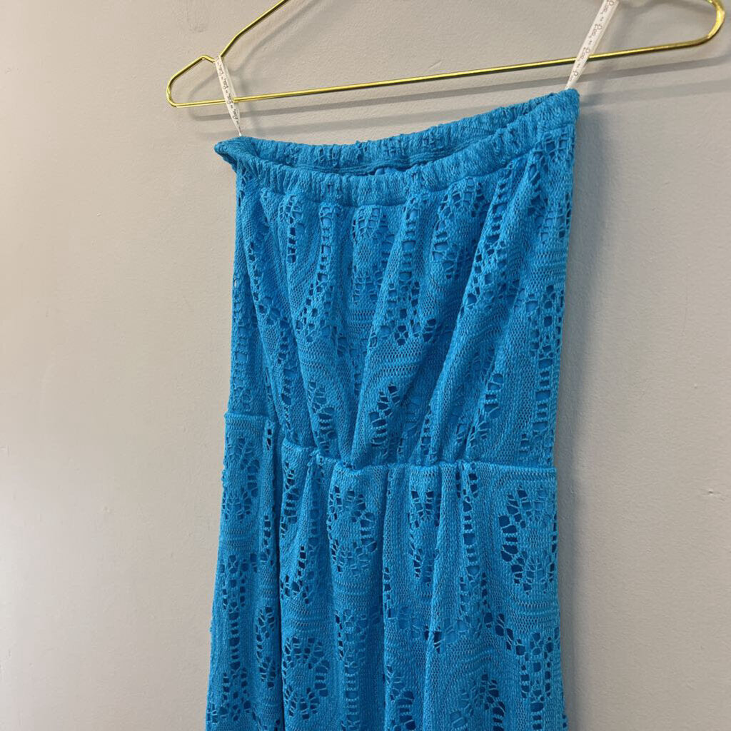 Lilly Pulitzer Blue Lace Strapless Maxi Dress Extra Small