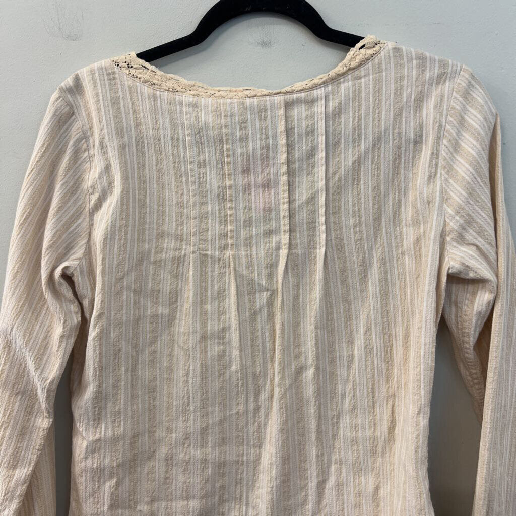 J Jill Cream/ Beige Lace Long Detail Long Sleeve Top 4