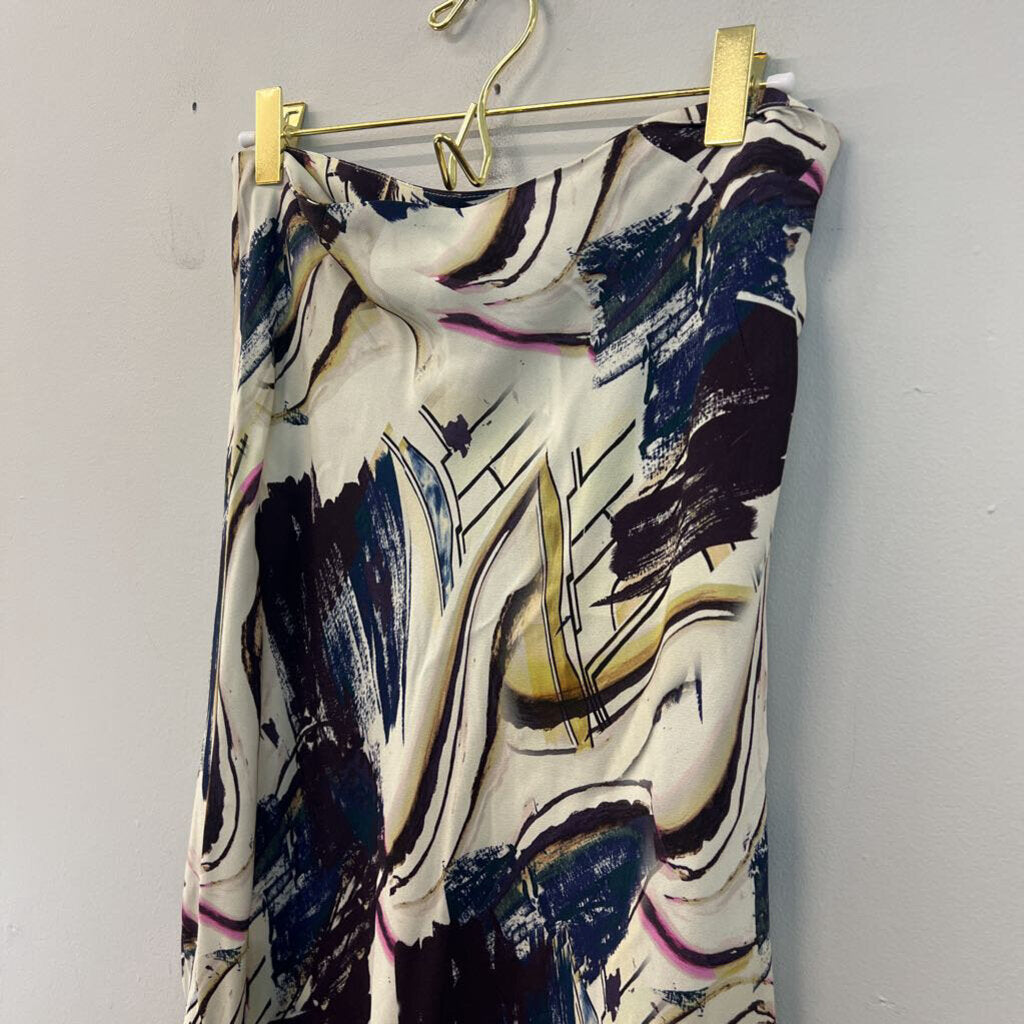 Zara Cream/ Multi Abstract Print Maxi Skirt Small