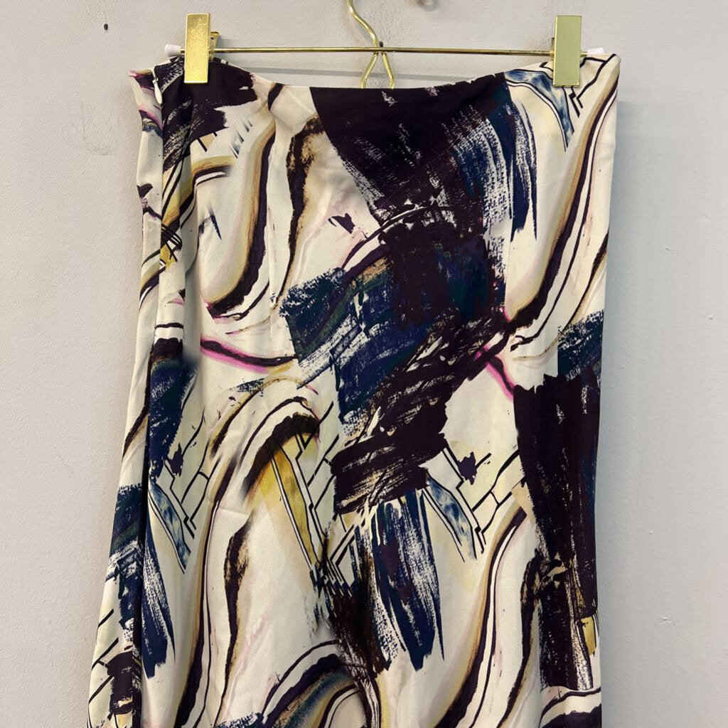 Zara Cream/ Multi Abstract Print Maxi Skirt Small