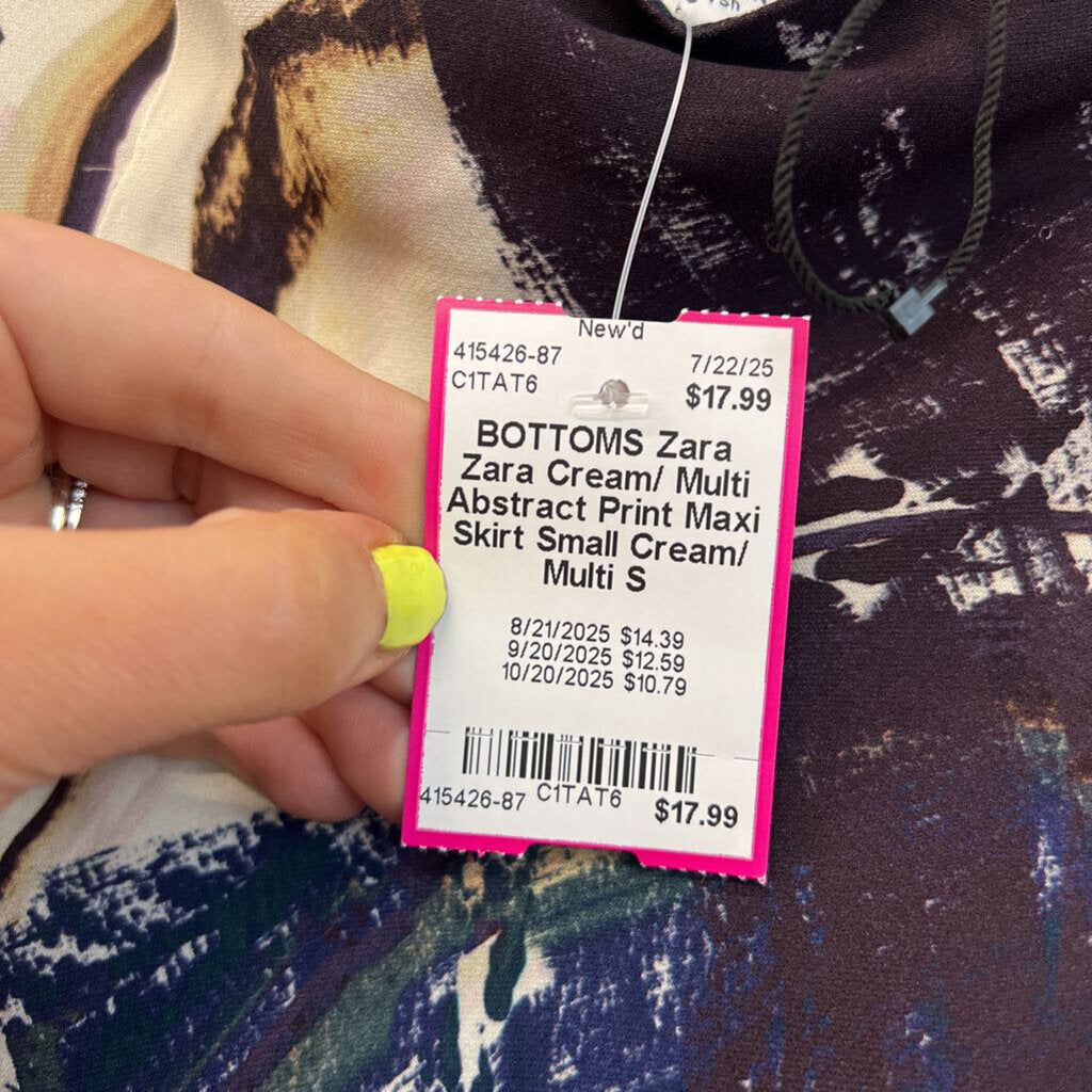 Zara Cream/ Multi Abstract Print Maxi Skirt Small