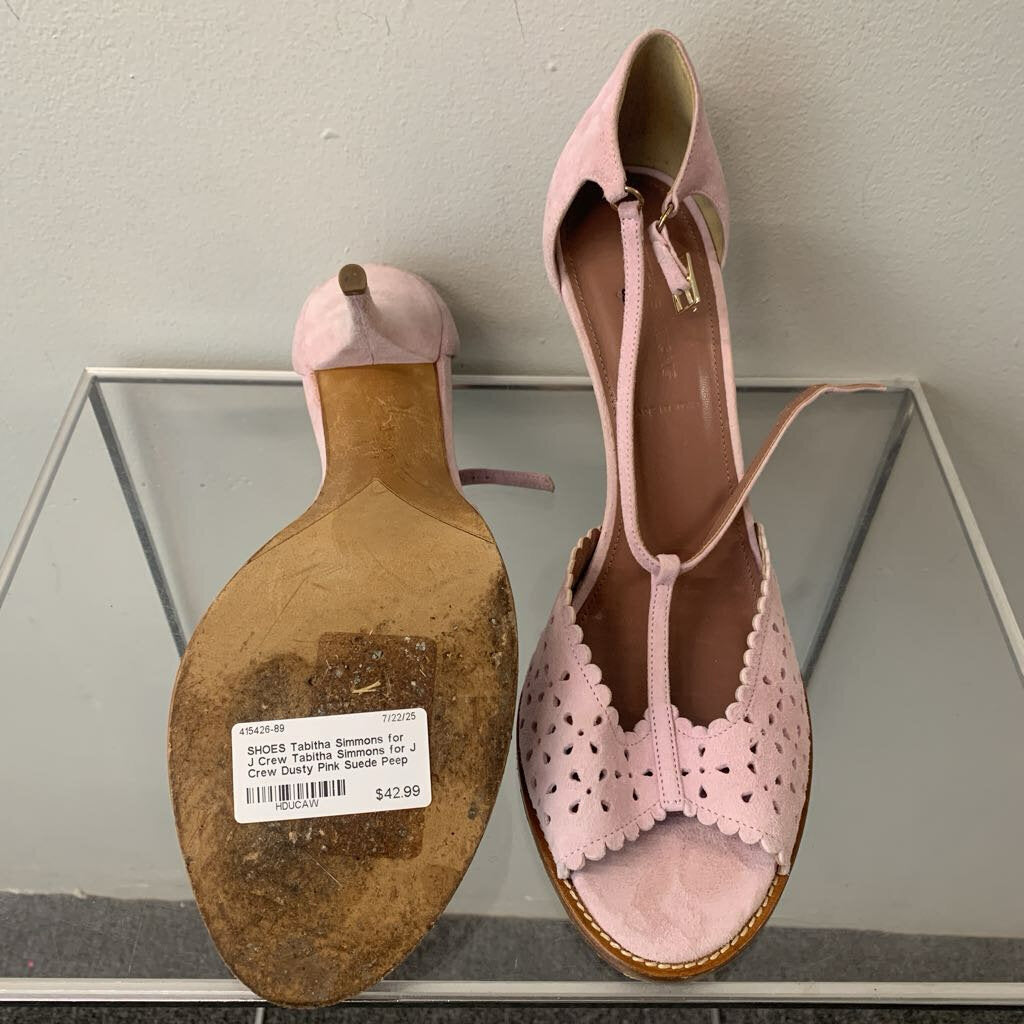 Tabitha Simmons for J Crew Dusty Pink Suede Peep Toe Heels 9