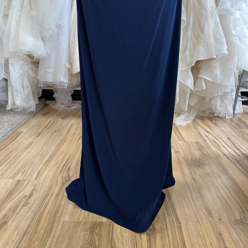 Alex Evenings Navy Lace Top Sleeveless Long Formal Dress 6