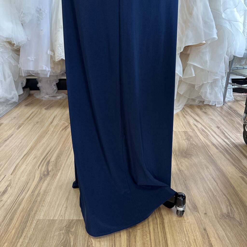 Alex Evenings Navy Lace Top Sleeveless Long Formal Dress 6