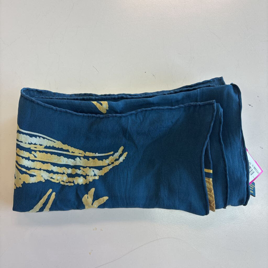Freer Sackler 100% Silk Teal/ Gold Print Scarf