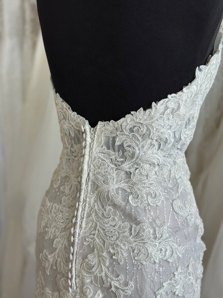 Maggie Sottero Ivory Lace Fitted Gown with Shimmer Layer 10
