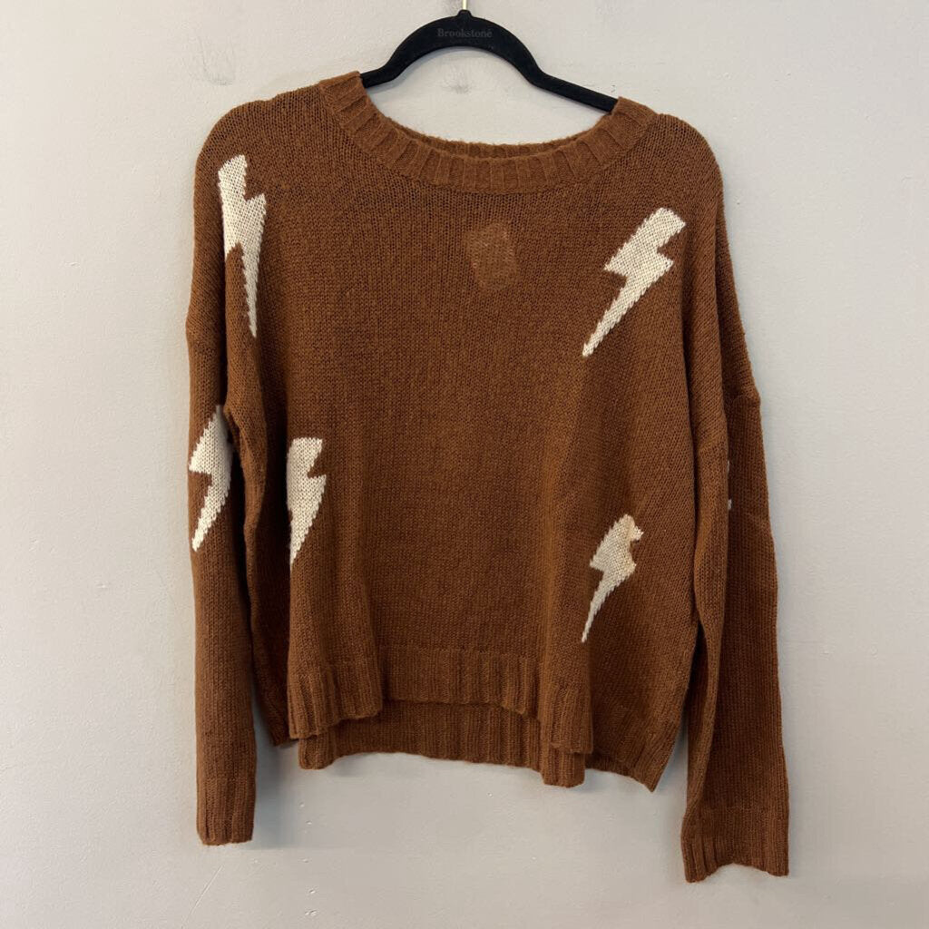 Vestique Brown/ Cream Lightning Bolt Sweater Top Medium