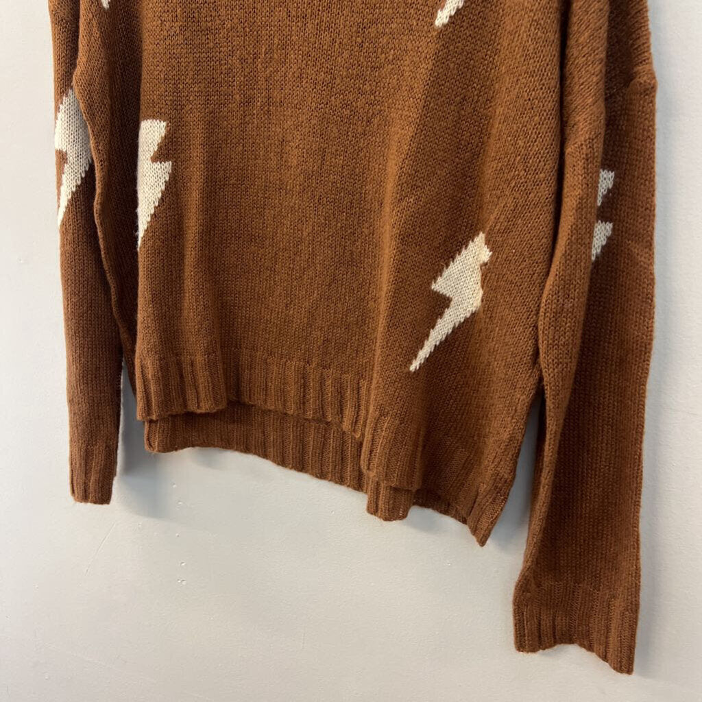 Vestique Brown/ Cream Lightning Bolt Sweater Top Medium