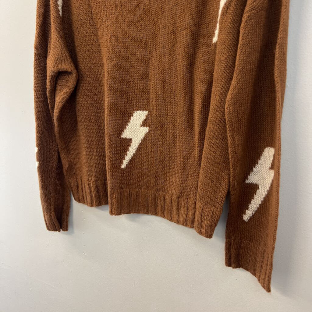 Vestique Brown/ Cream Lightning Bolt Sweater Top Medium