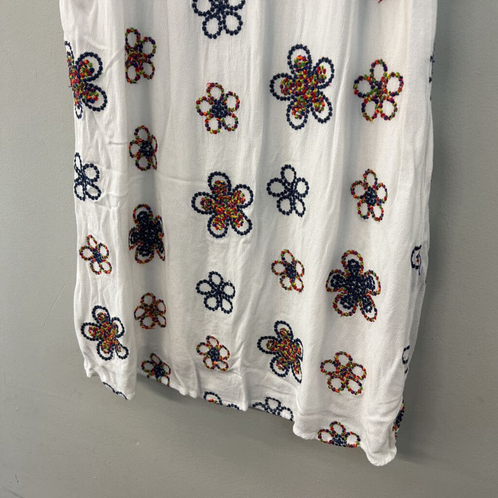 Papillon White/ Multi Embroidered Flower Dress Medium