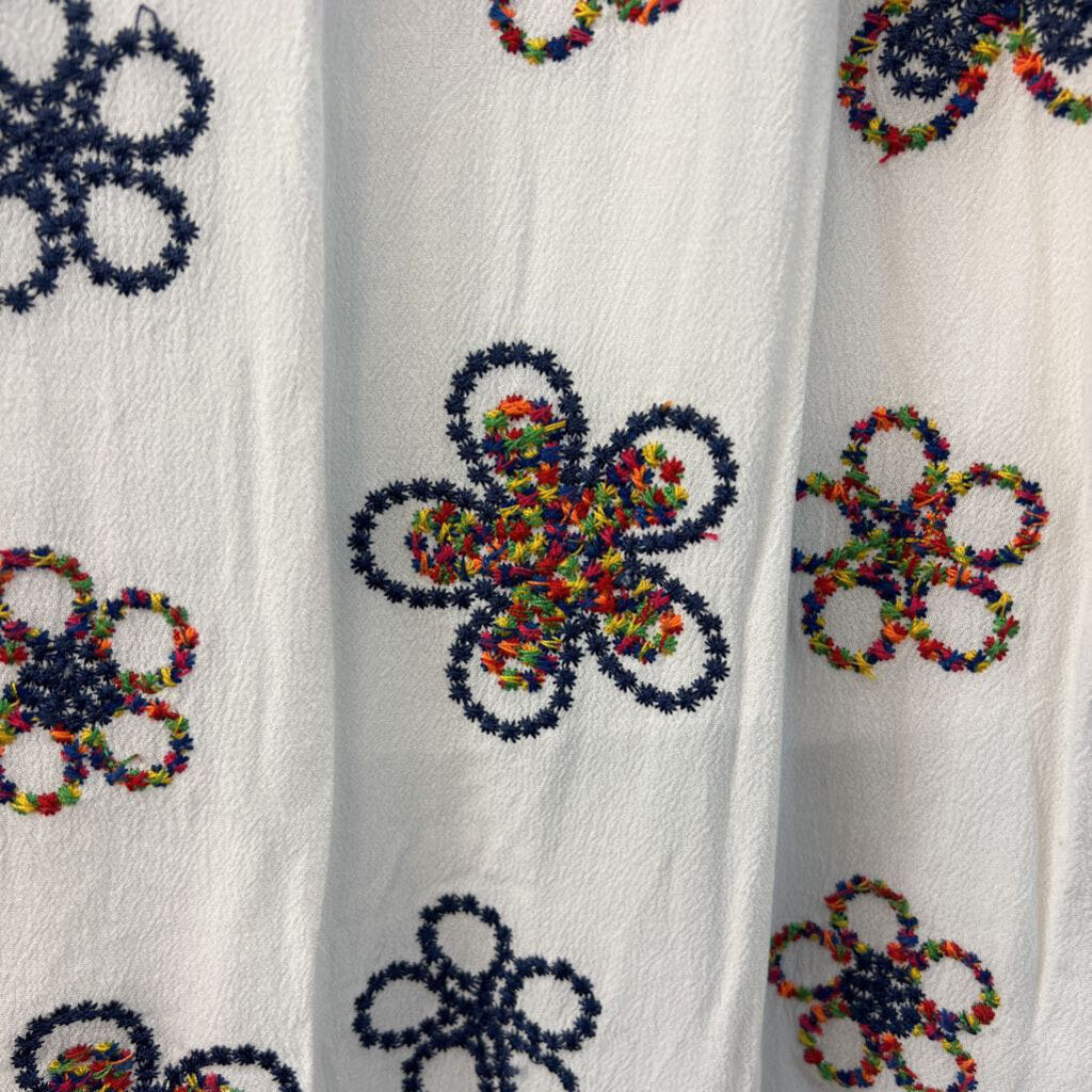 Papillon White/ Multi Embroidered Flower Dress Medium