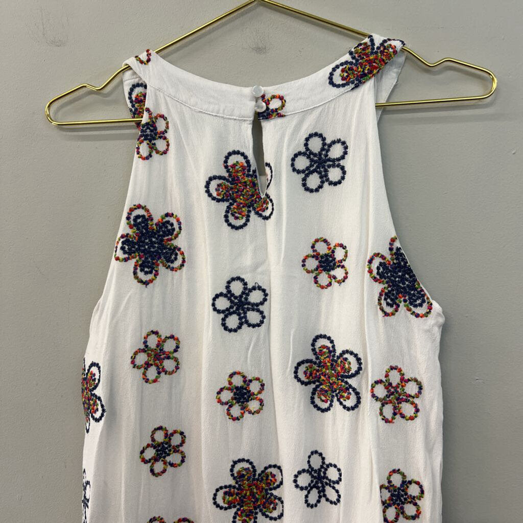 Papillon White/ Multi Embroidered Flower Dress Medium