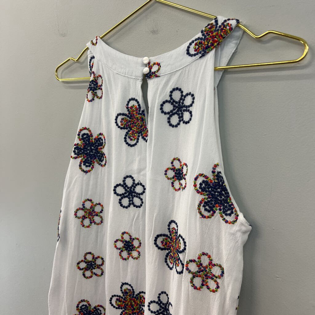 Papillon White/ Multi Embroidered Flower Dress Medium