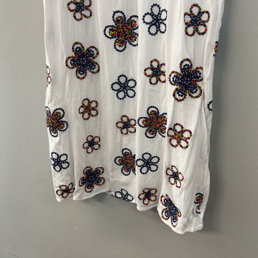 Papillon White/ Multi Embroidered Flower Dress Medium