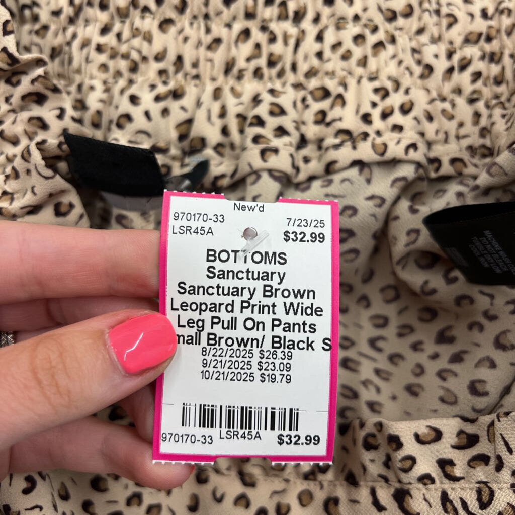 Sanctuary Brown Leopard Print Wide Leg Pull On Pants Small