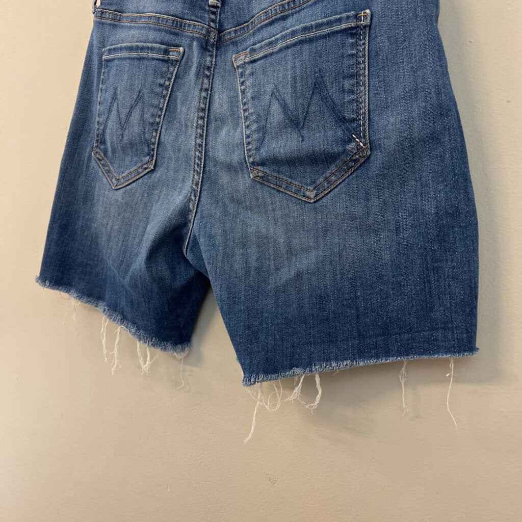 Mother Dark Wash The Vagabond Cuff Shorts 25