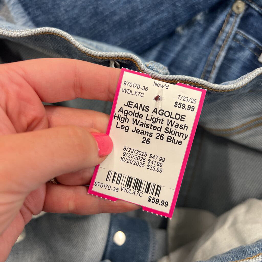 Agolde Light Wash High Waisted Skinny Leg Jeans 26