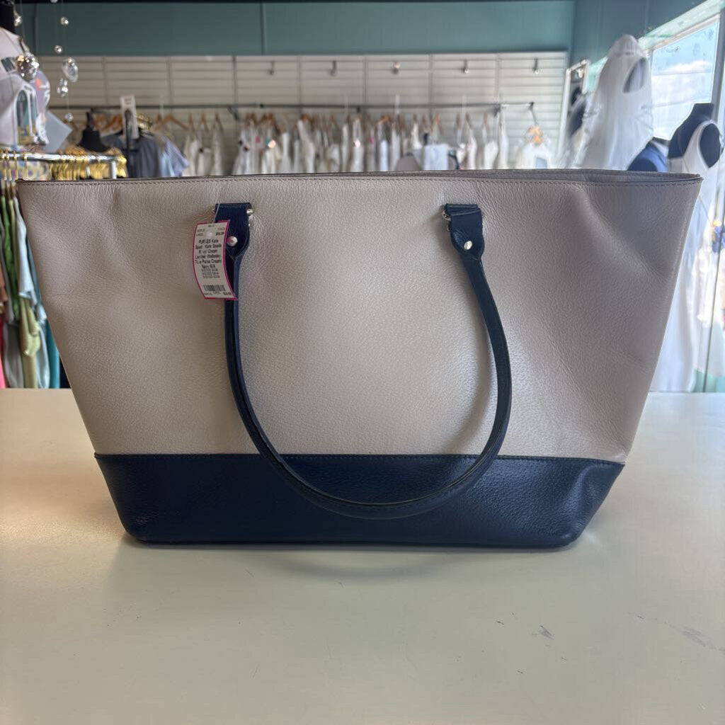 Kate Spade Navy/ Cream Leather Wellesley Tote Purse