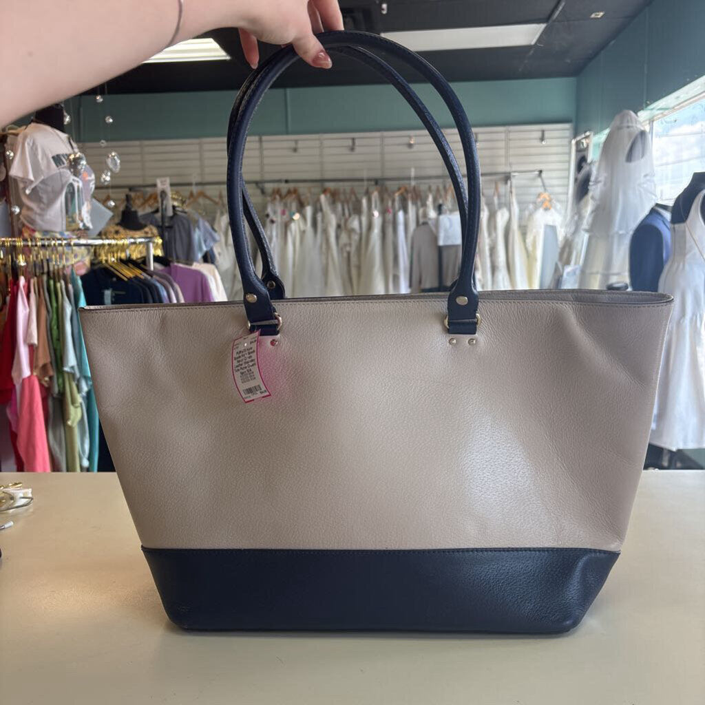 Kate Spade Navy/ Cream Leather Wellesley Tote Purse