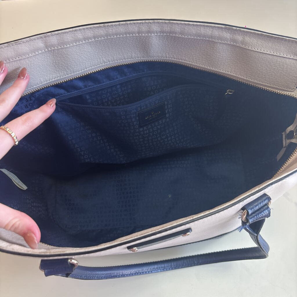 Kate Spade Navy/ Cream Leather Wellesley Tote Purse