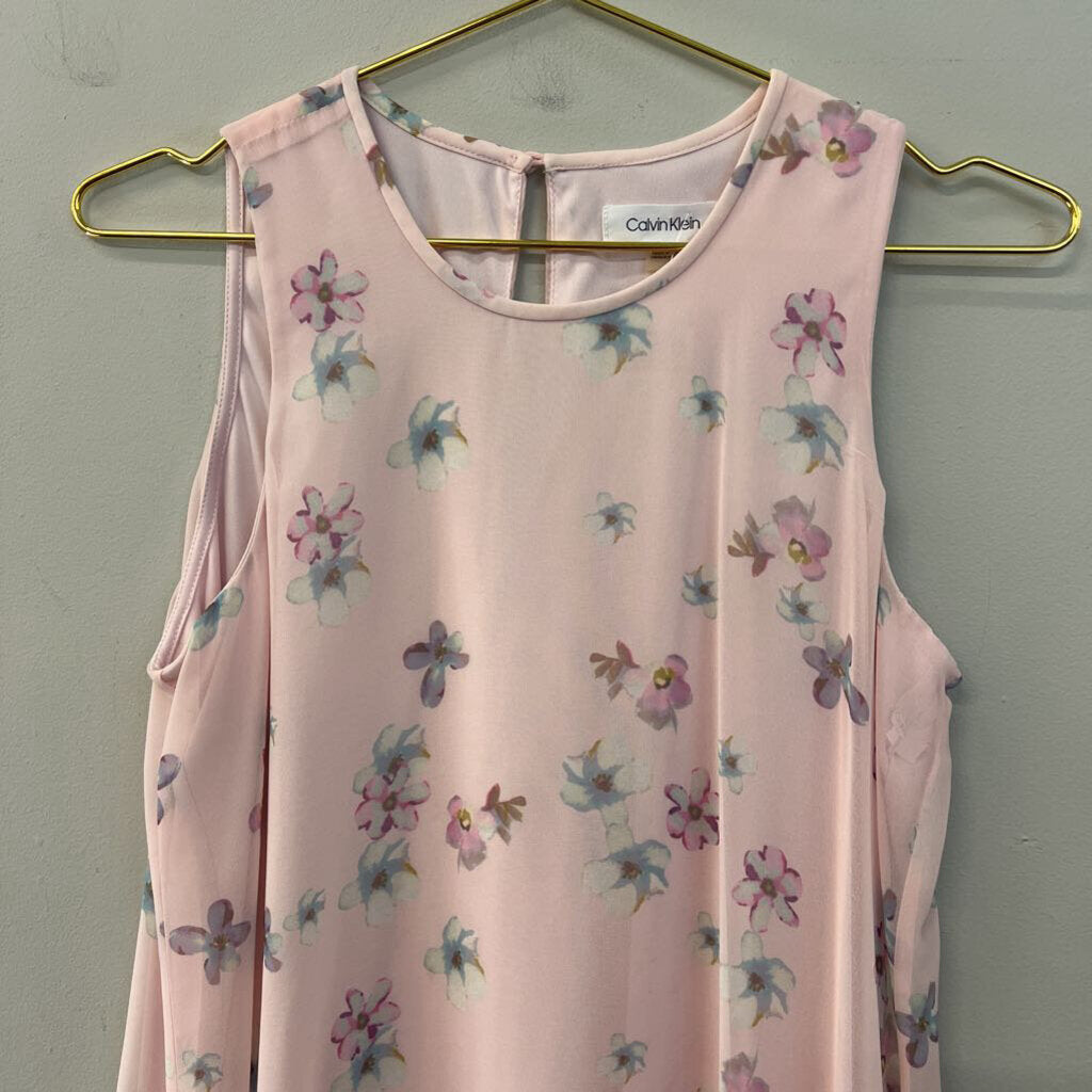 Calvin Klein Pink/ Multi Flower Print Tank Shift Dress 4