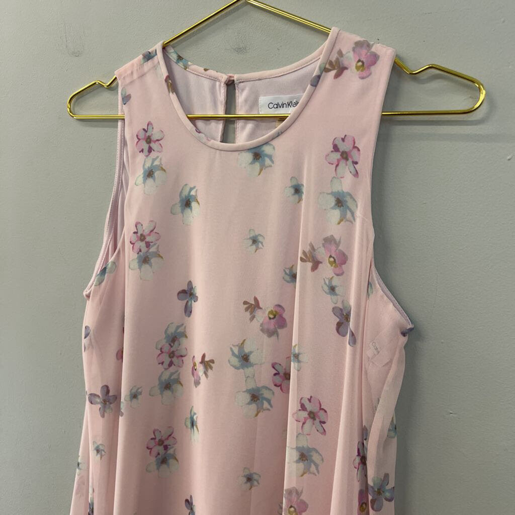 Calvin Klein Pink/ Multi Flower Print Tank Shift Dress 4