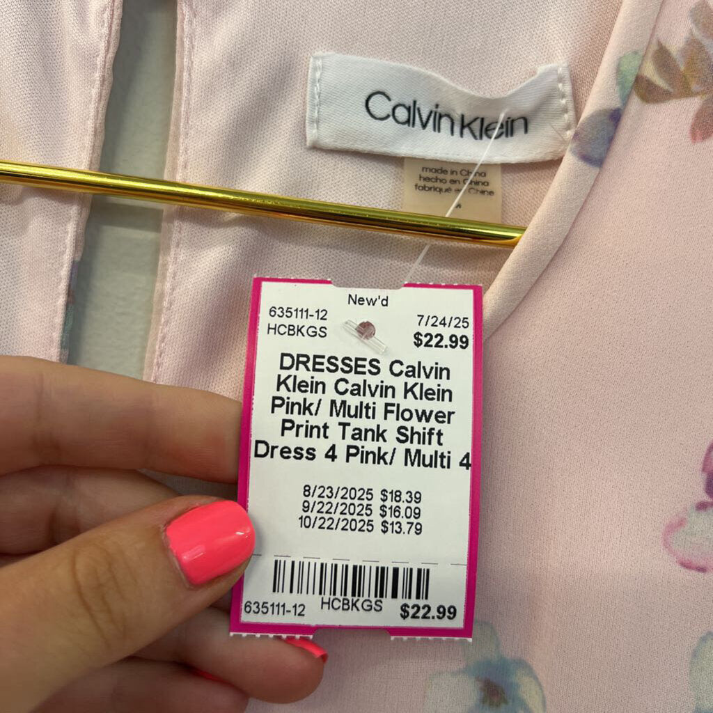 Calvin Klein Pink/ Multi Flower Print Tank Shift Dress 4
