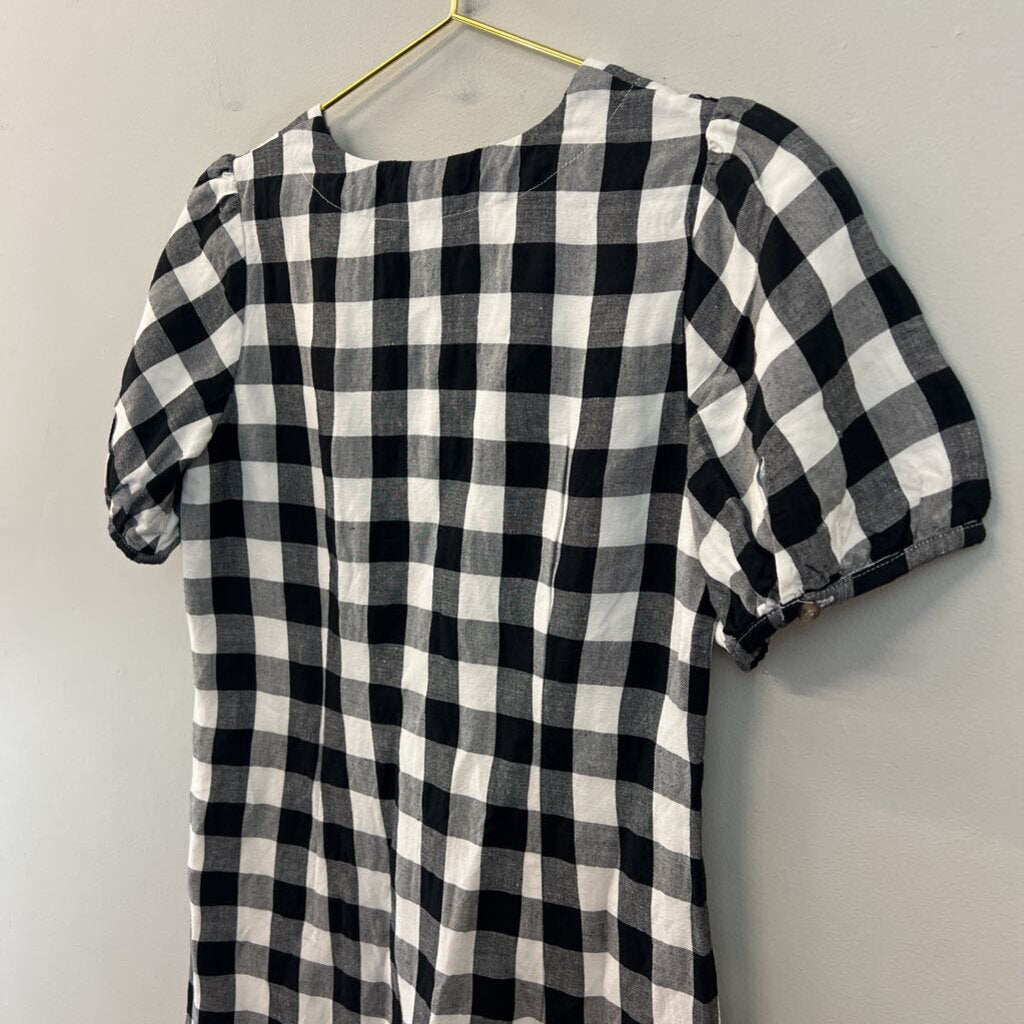 Loft Black/ White Gingham Short Sleeve Button Down Dress 2