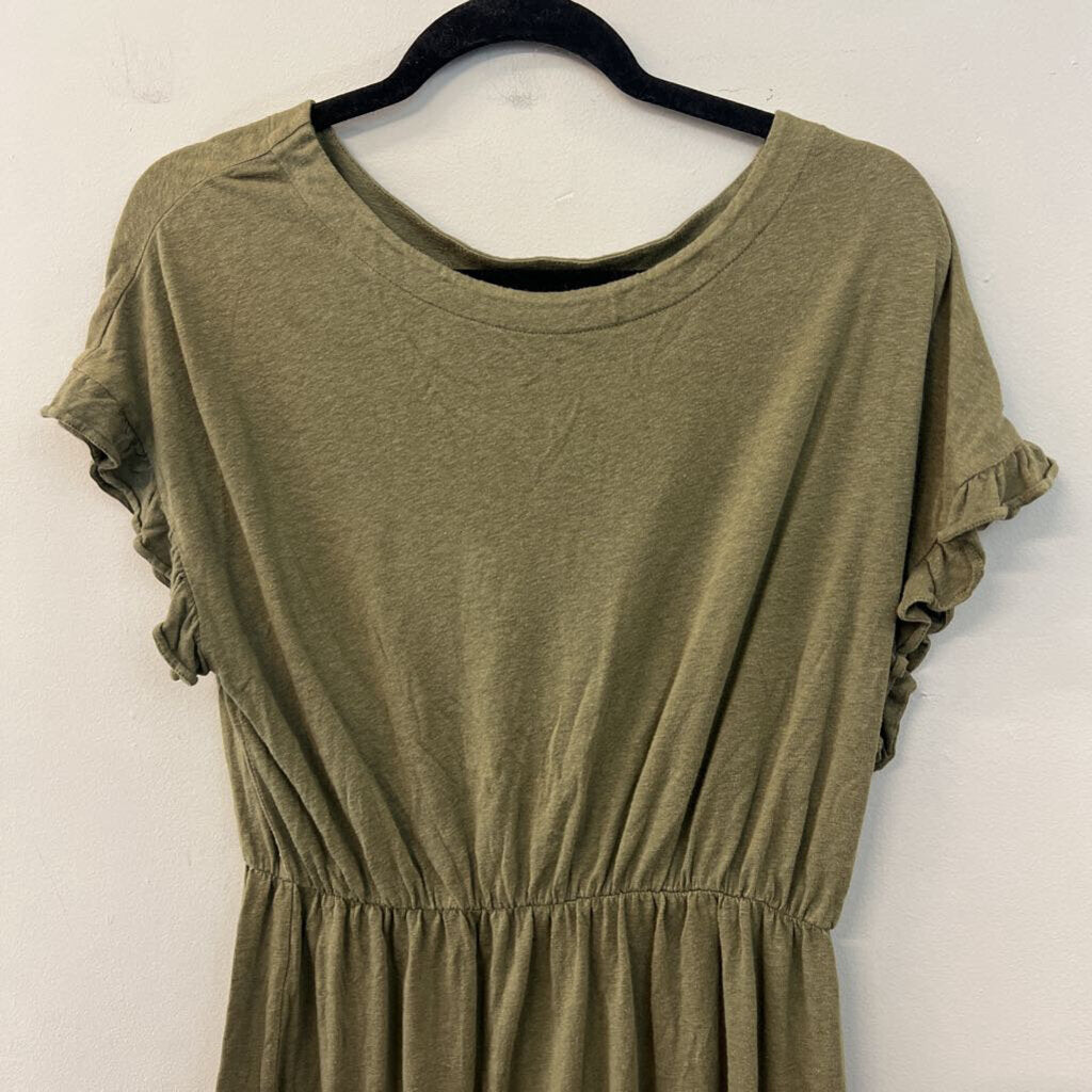 H&M Green Short Ruffle Sleeve Dress Small
