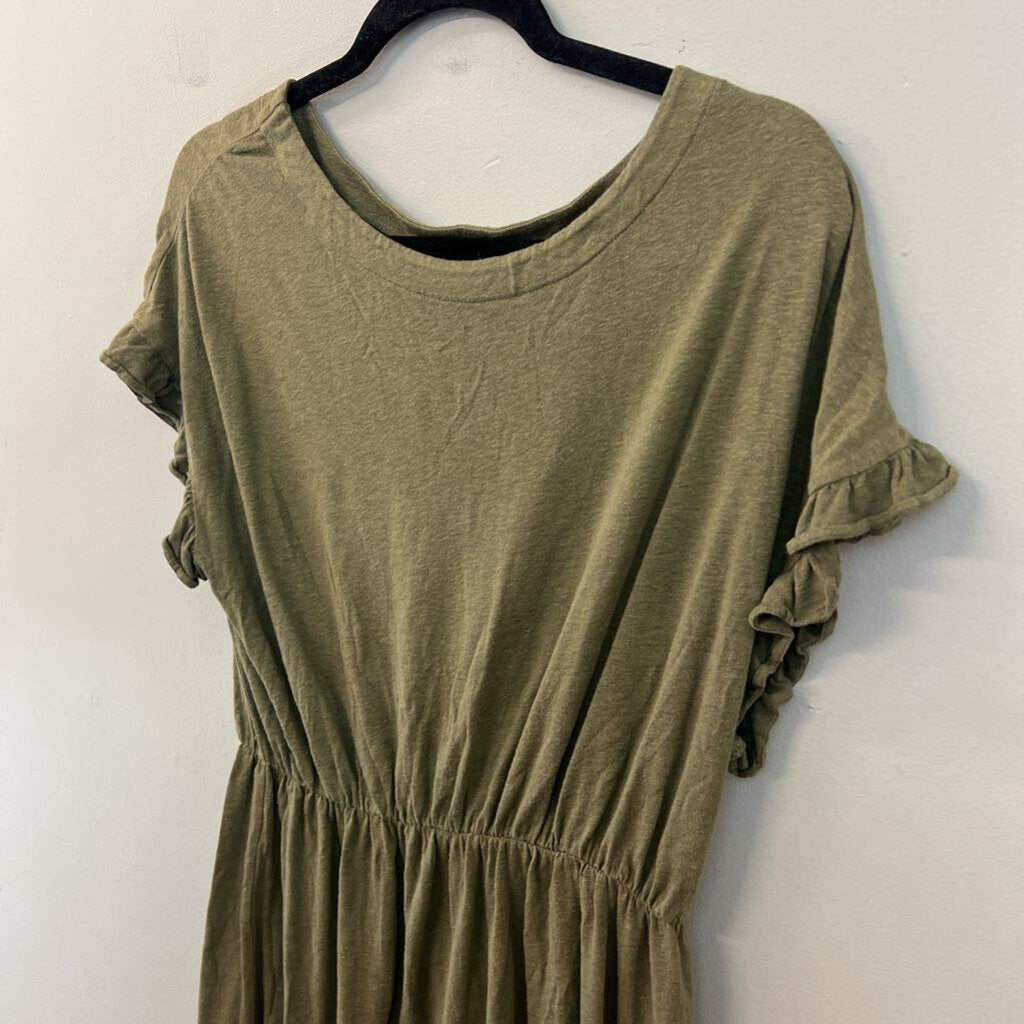 H&M Green Short Ruffle Sleeve Dress Small