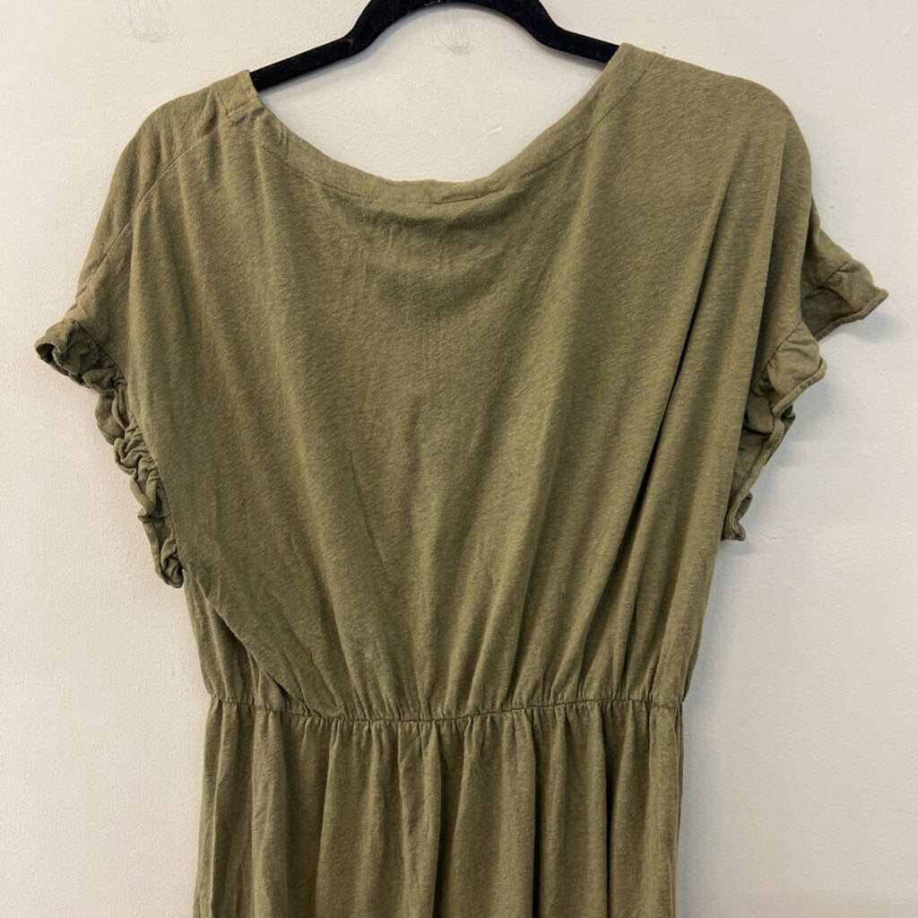 H&M Green Short Ruffle Sleeve Dress Small