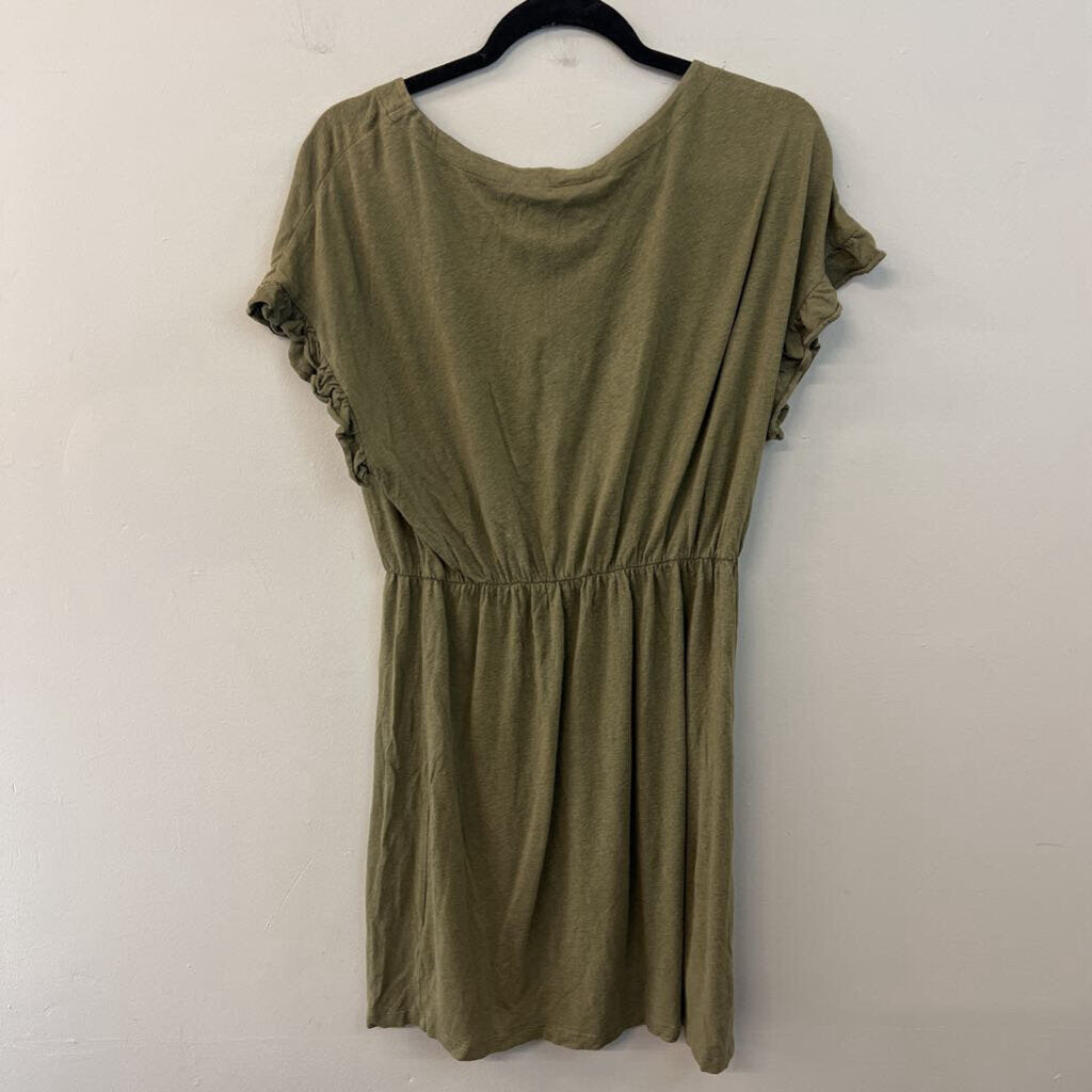 H&M Green Short Ruffle Sleeve Dress Small