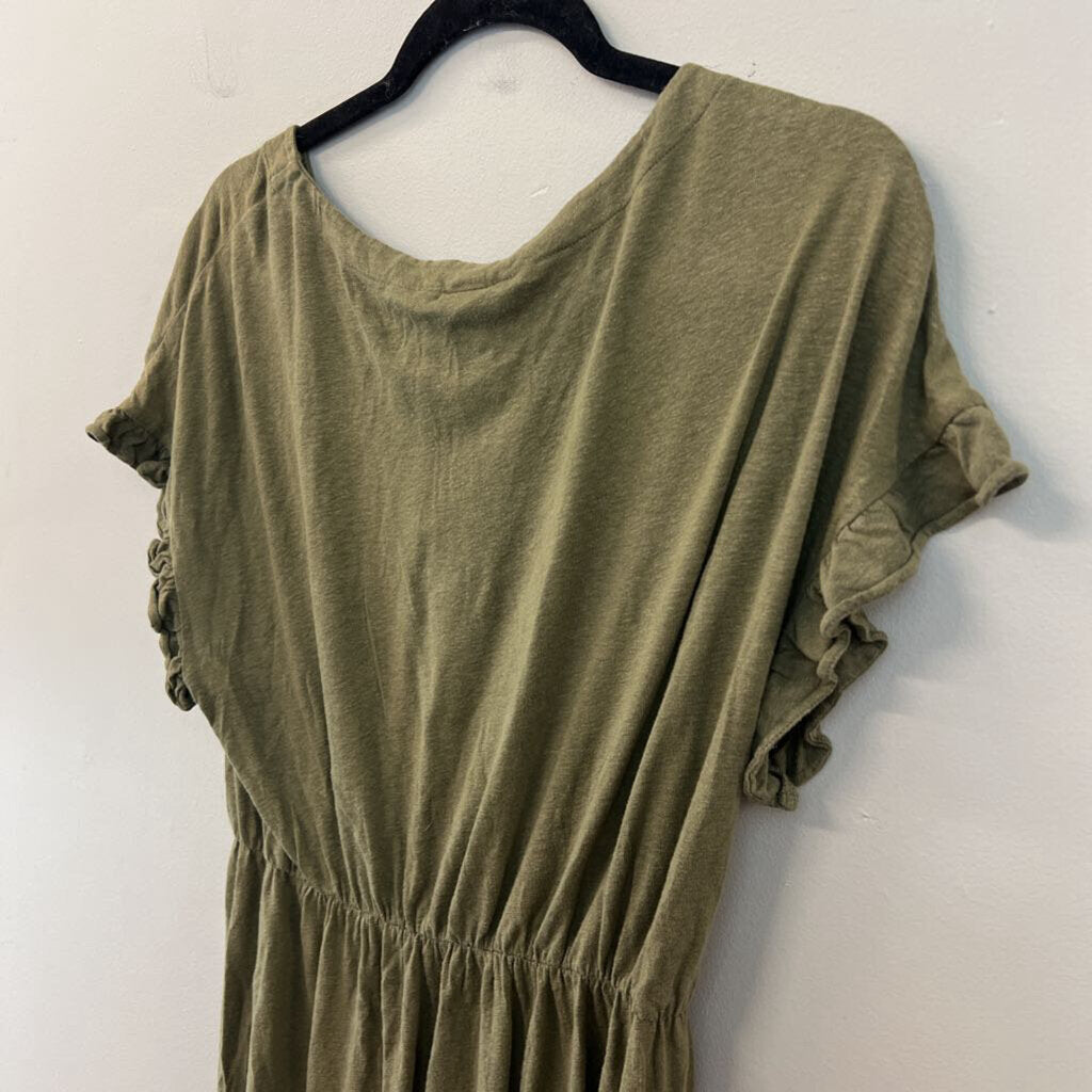 H&M Green Short Ruffle Sleeve Dress Small