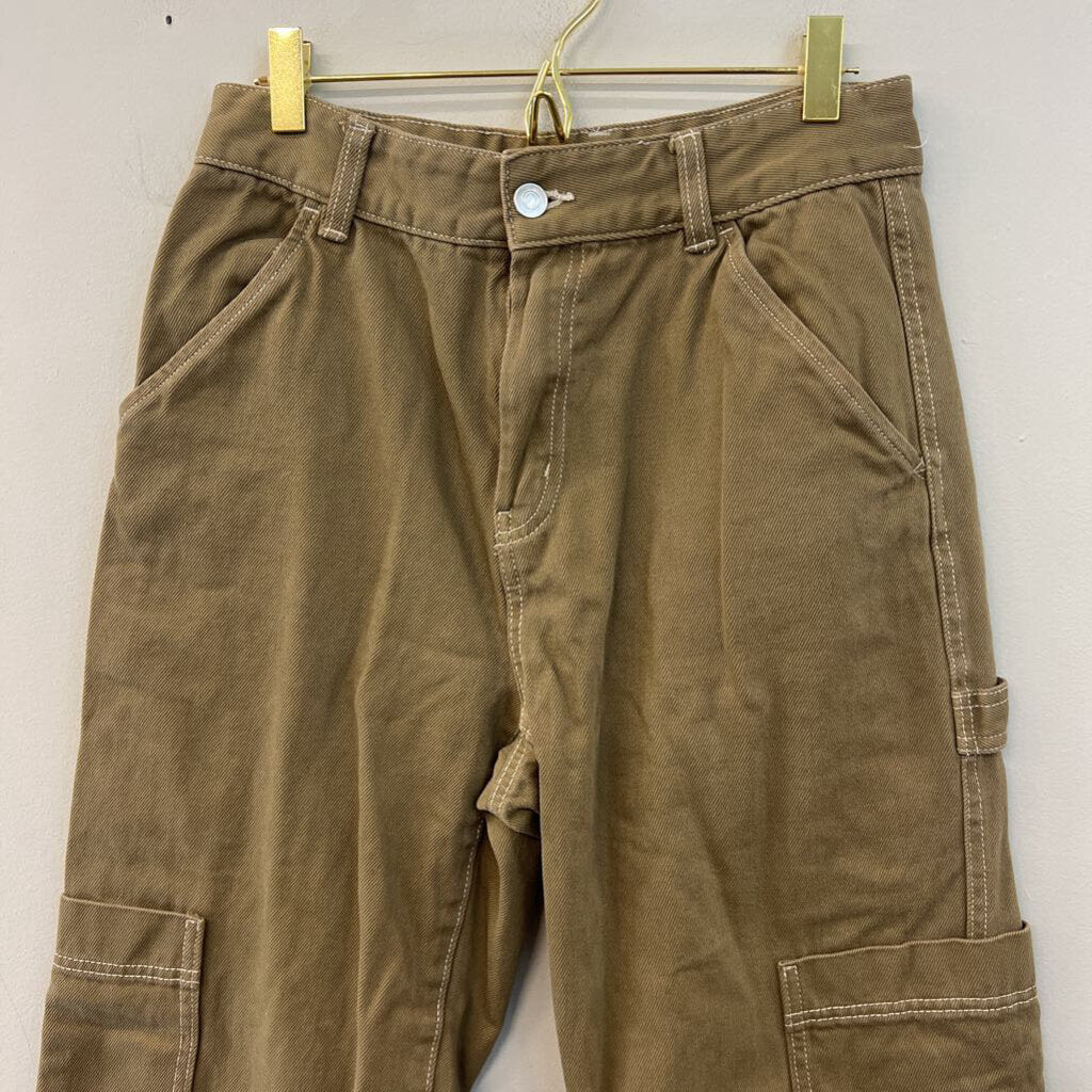 H and M Green Wide Leg Cargo Jeans 6