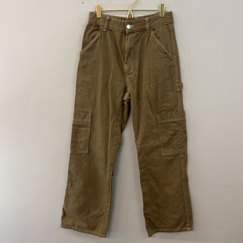 H and M Green Wide Leg Cargo Jeans 6