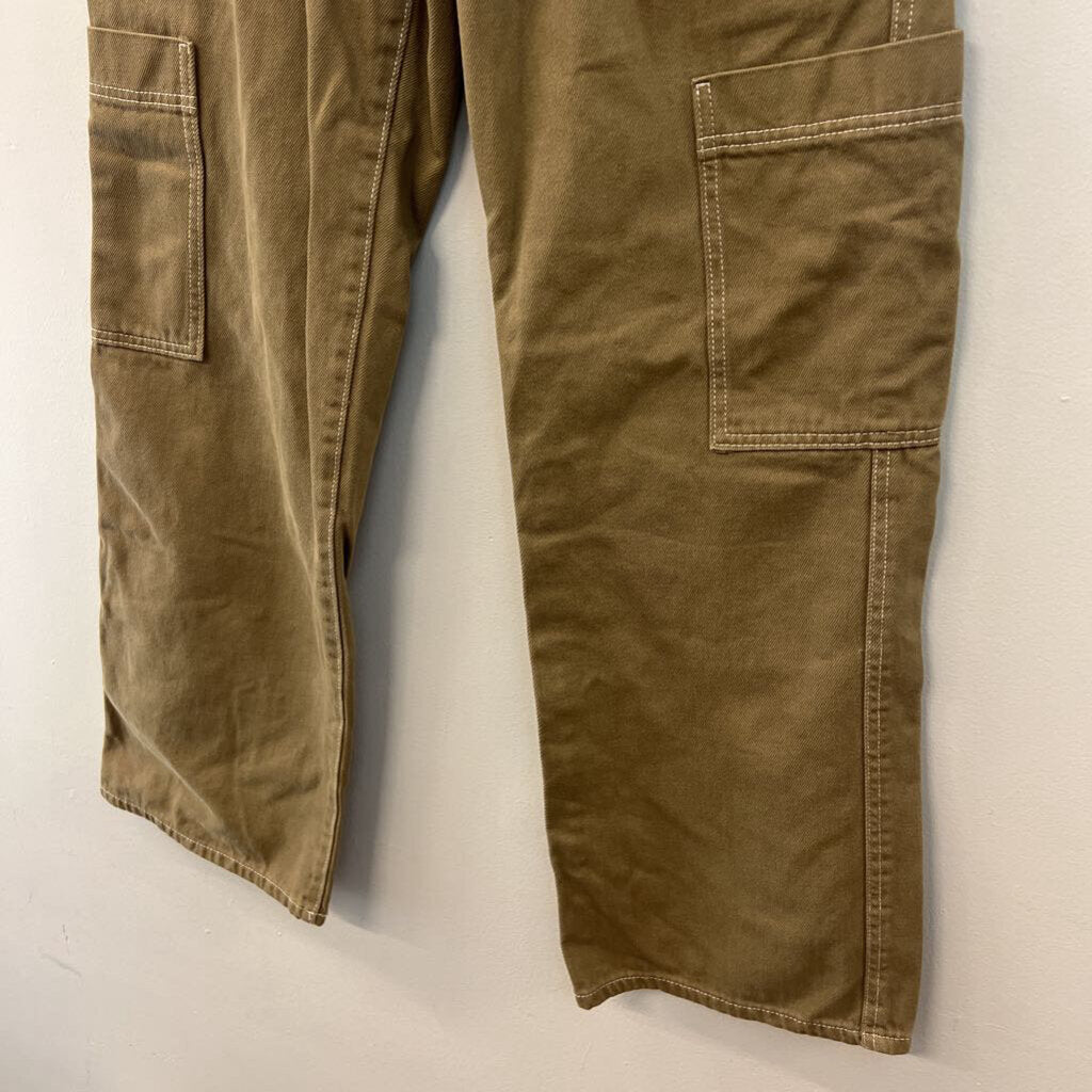 H and M Green Wide Leg Cargo Jeans 6