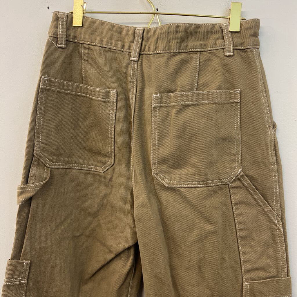 H and M Green Wide Leg Cargo Jeans 6